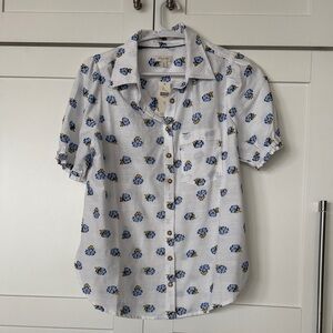 Pilcro Blue Floral Button-Up Shirt